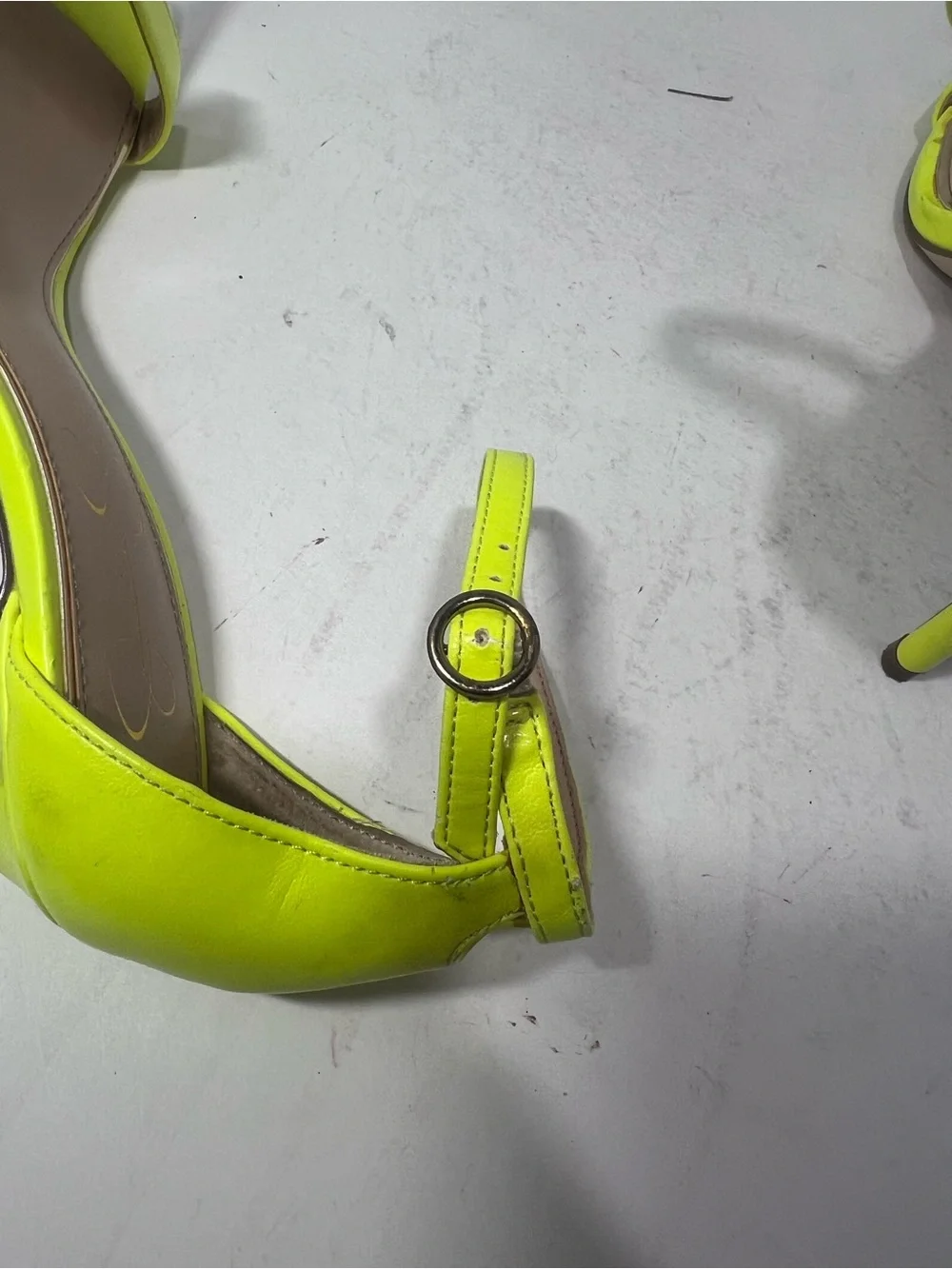 Jessica Simpson Neon Yellow Ankle-Strap Stiletto Sandals